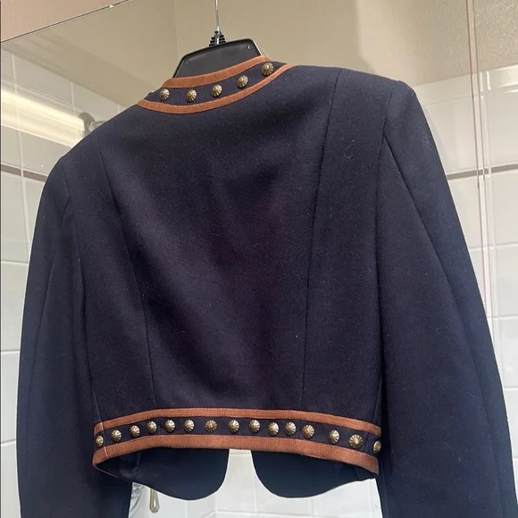 Vintage Double D Ranch Navy and Brown Ornate Trim with Studs Wool Blazer - Picture 5 of 5